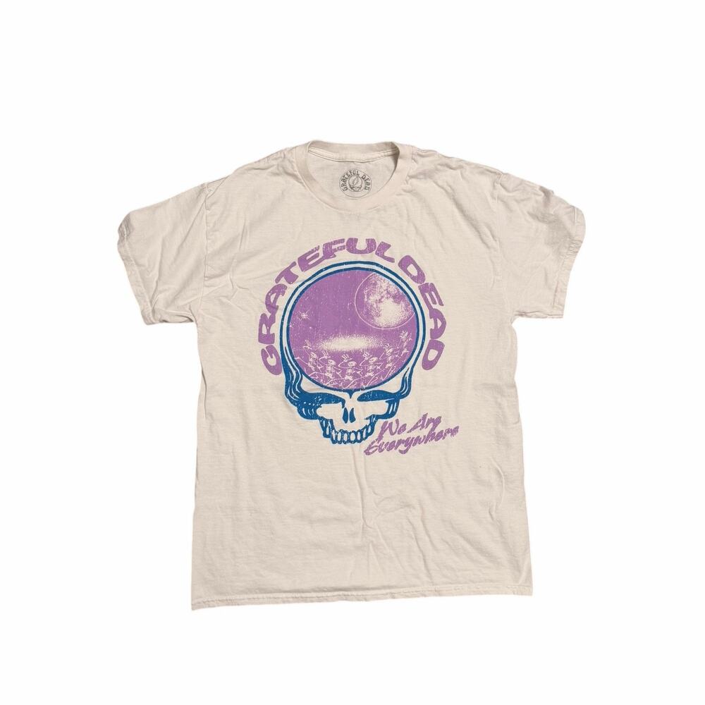 Grateful Dead Space Your Face Graphic Tee Cream Blue Purple Size M